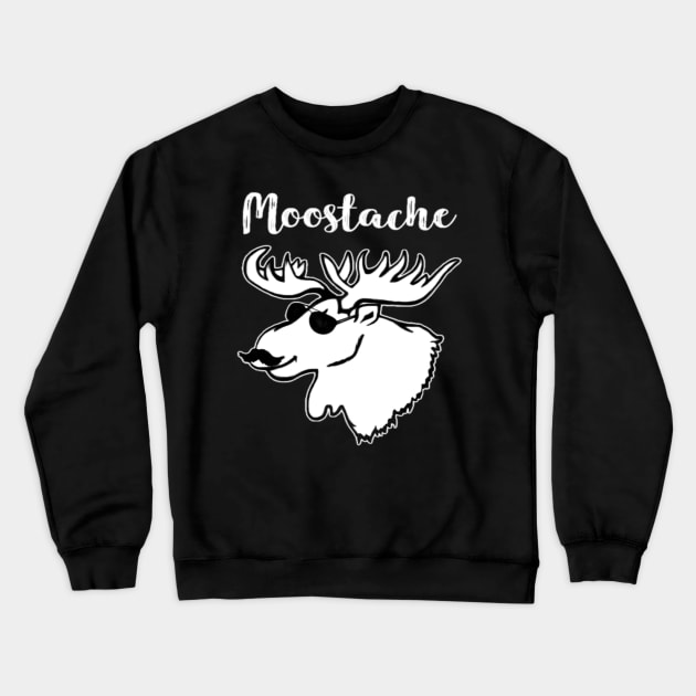 Moose-stache Funny Moose Mustache With Sunglasses Graphic Design Crewneck Sweatshirt by Jozka